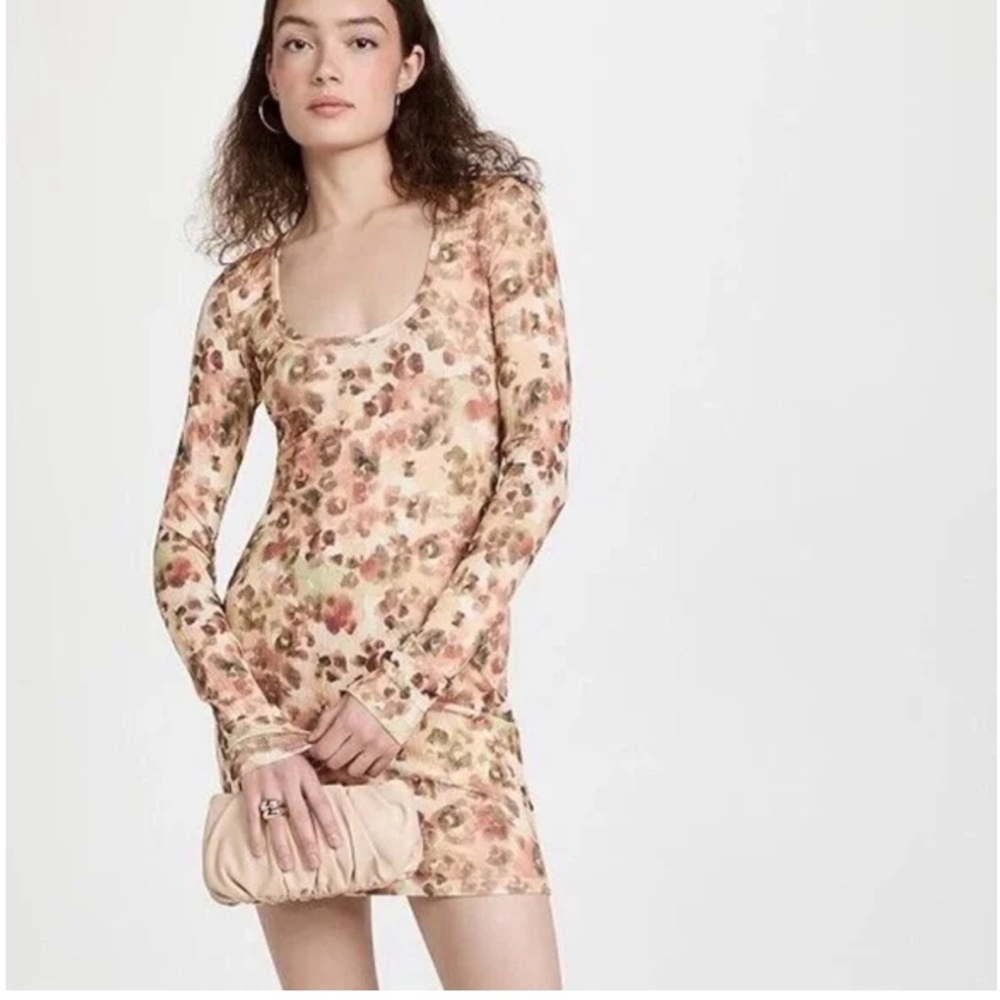 Nanushka Cathleen Animal Print Mini Dress In Orange Sz Medium